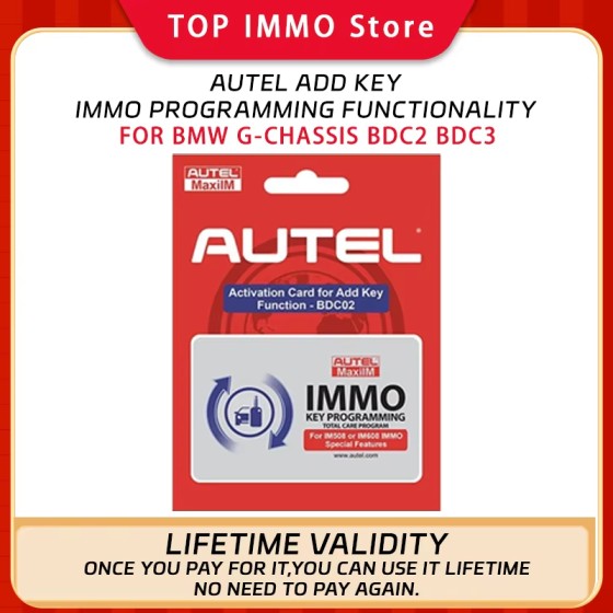 Autel Add Key IMMO Programming Function Lifetime Validity for bmw G-Chassis BDC2 BDC3 Licence IM508S IM608 Series